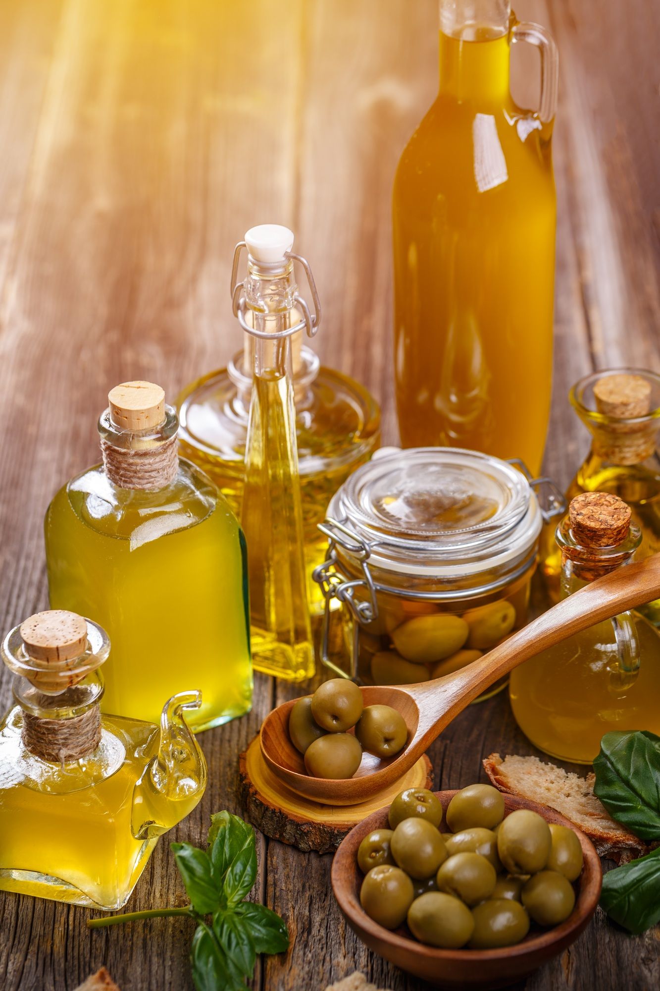 Olive oil with green olive
